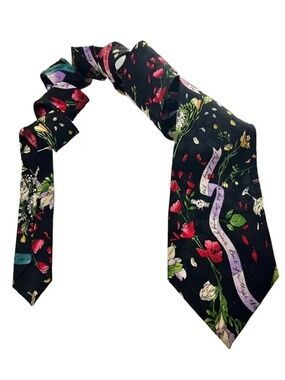 Nicole Miller Novelty Neck Tie Silk Wedding Theme Champagne Cake Floral Guests
